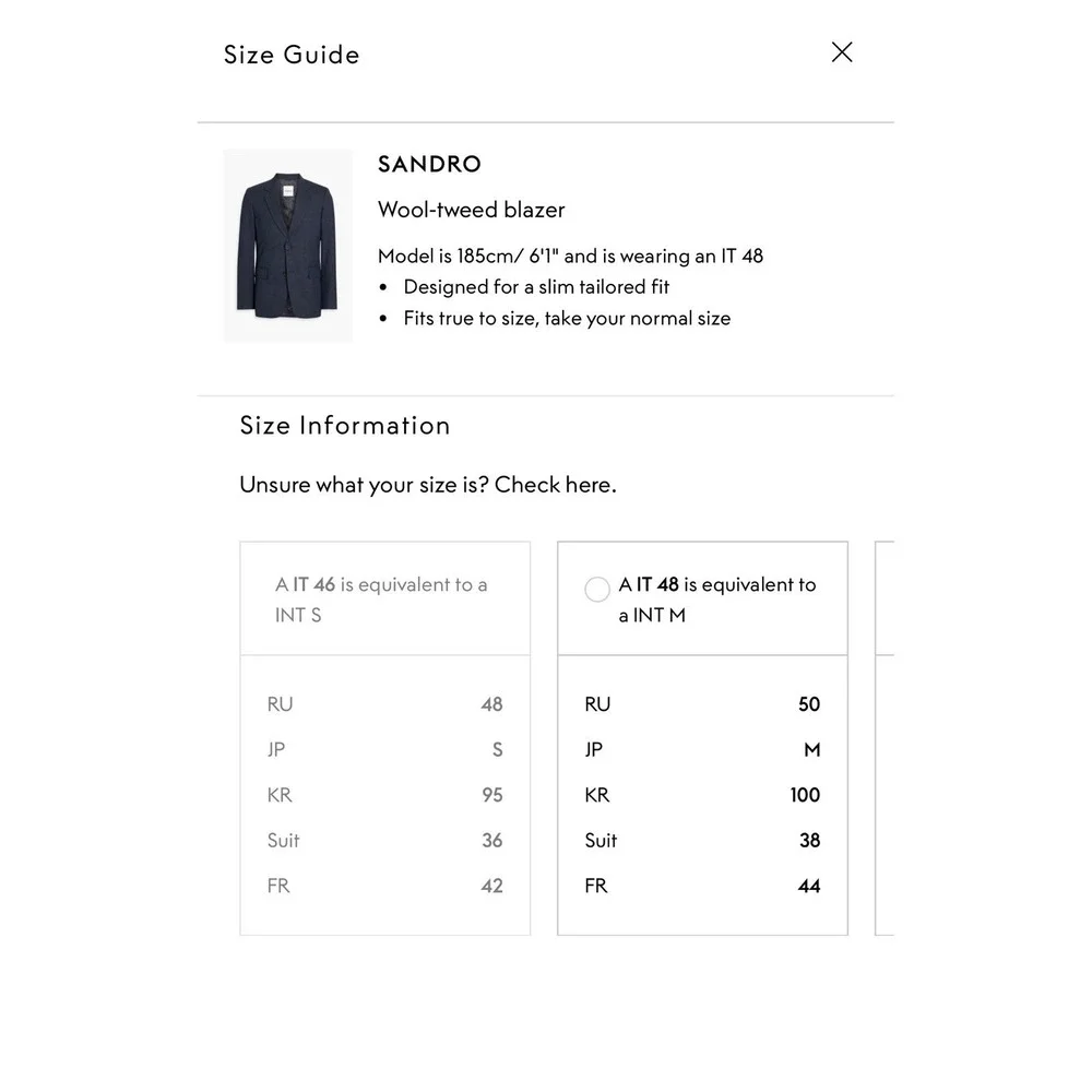 SANDRO Wool-tweed blazer Suit Jacket. NWT Size 48. NWT $790‎